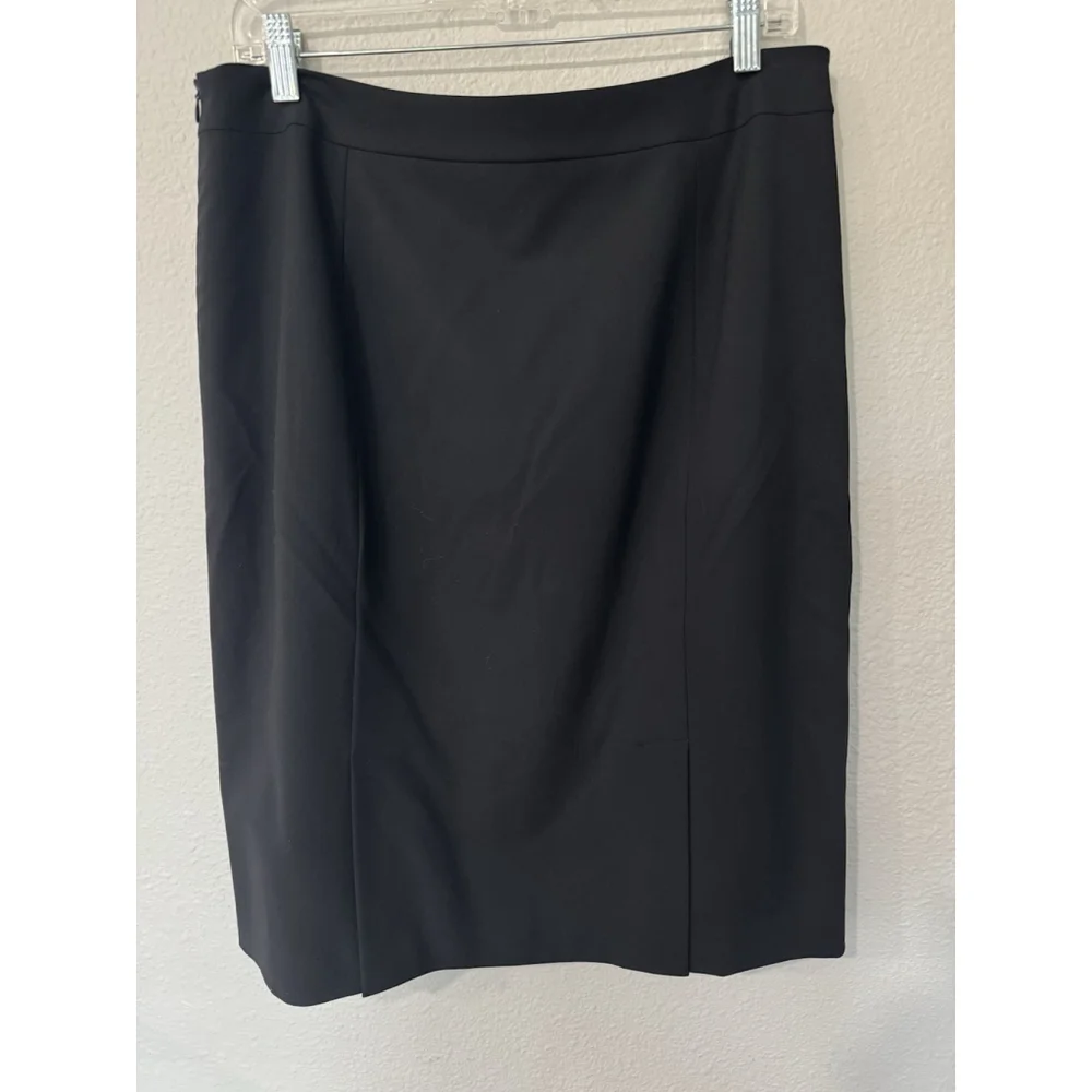 Lafayette 148 New York Stretch Black Pencil Skirt Sz 12